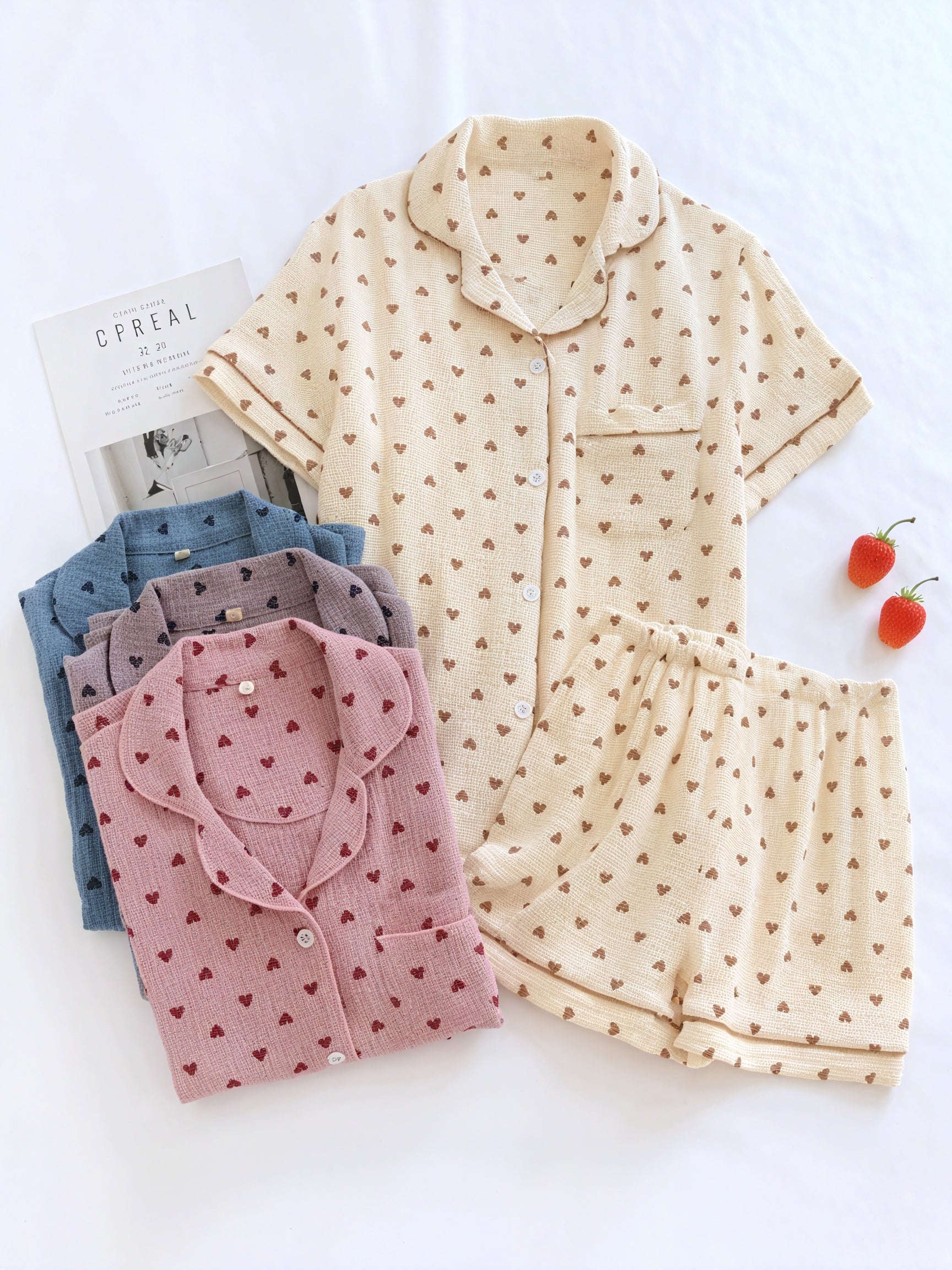 Heart Pattern Sleepwear Set - Relaxed Fit