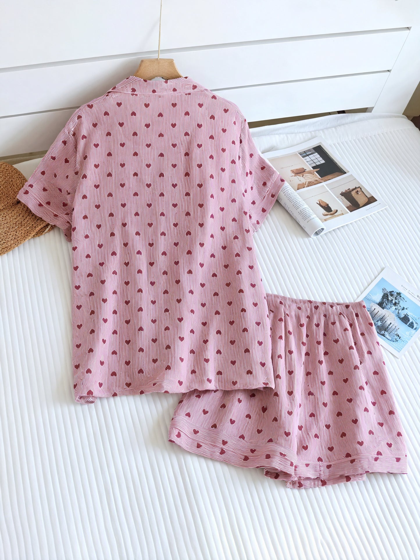 Heart Pattern Sleepwear Set - Relaxed Fit