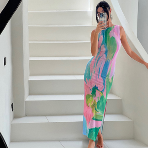 Floral Form-Fitting Mid-Calf Dress
