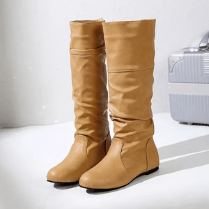 Slouchy Knee-High Boots - Low Stacked Heel