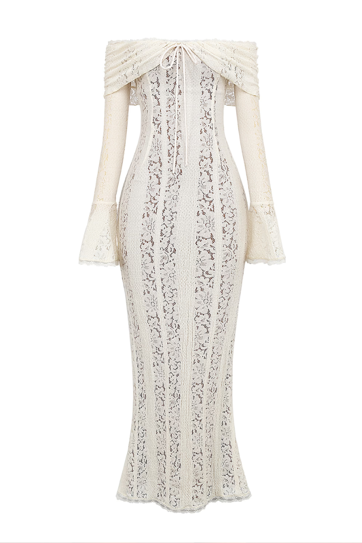 Women's Off-Shoulder Lace Dress – Long Sleeve Elegant Occasion Gown-83555-5f759d47-3361-4229-a9a7-c0cc90853da7