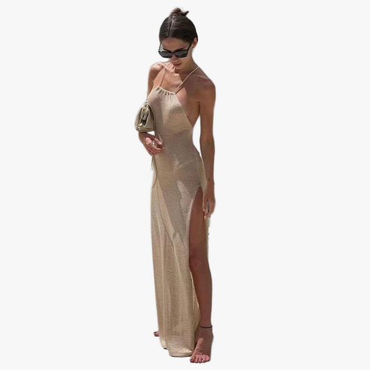 Sleeveless Dress - High Slit, Floor-Length