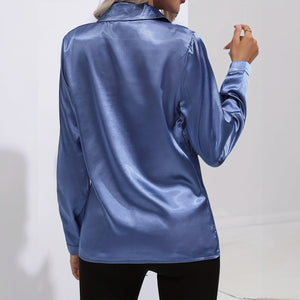 Satin Finish Button-Down - Tailored Blouse