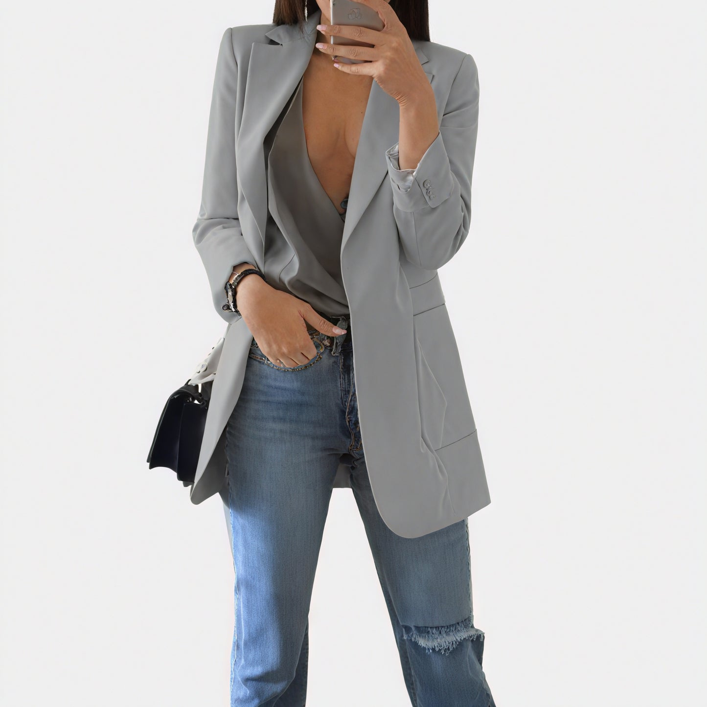 Tailored Blazer - Notched Lapel, Fitted Design