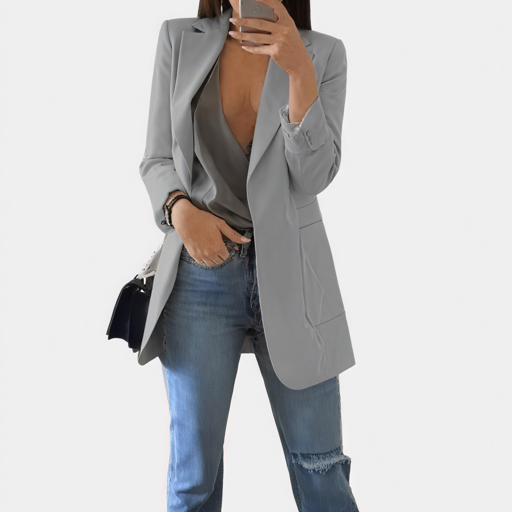 Tailored Blazer - Notched Lapel, Fitted Design