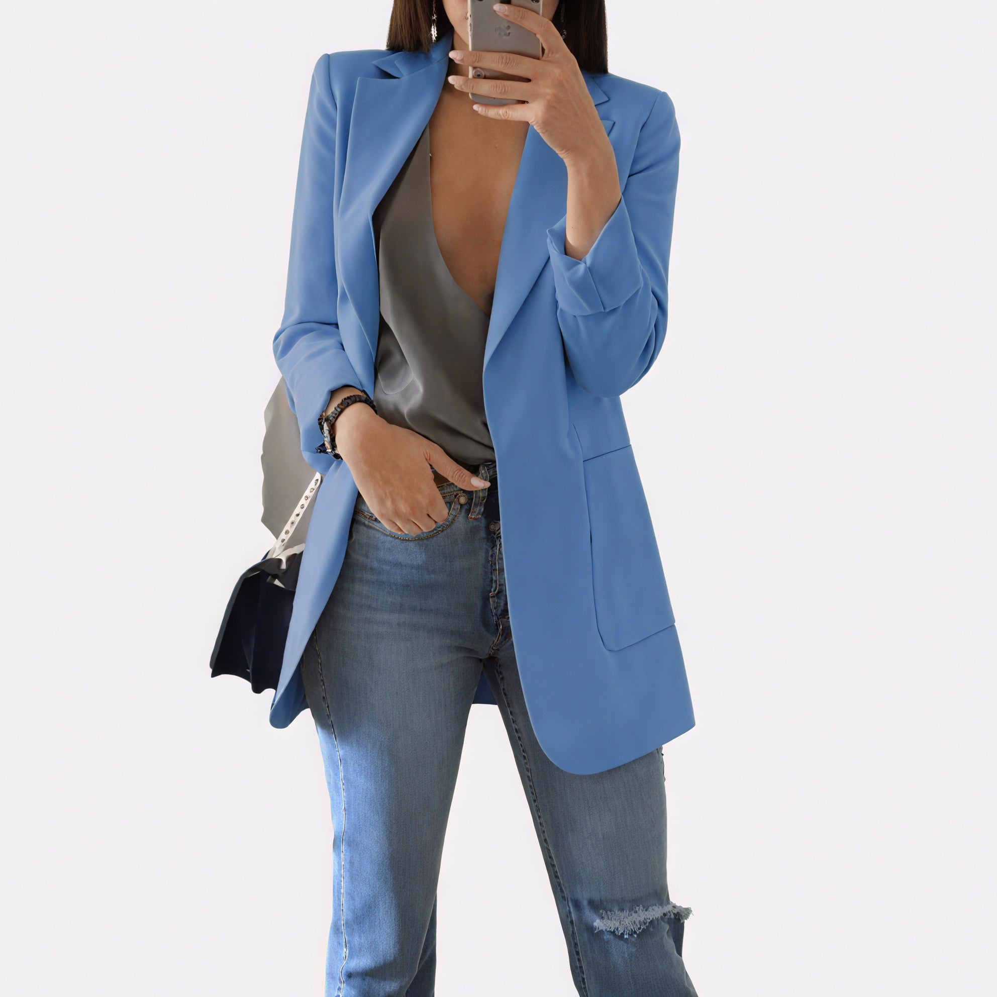 Tailored Blazer - Notched Lapel, Fitted Design