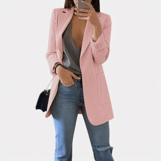 Tailored Blazer - Notched Lapel, Fitted Design