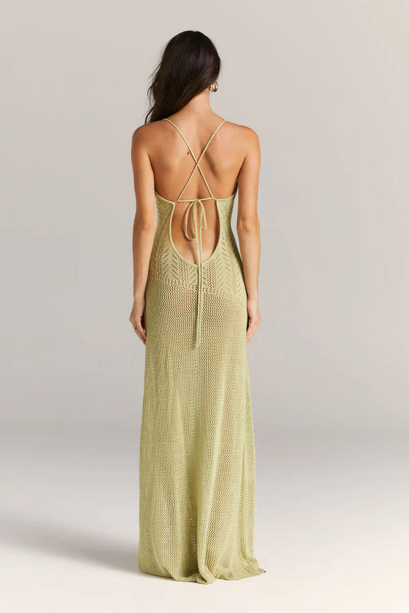 Basicfold Women's Open Knit Maxi Dress – Floral Cutout, Spaghetti Straps-83282-6047e276-fa93-4535-a249-f5cf02e13d3e