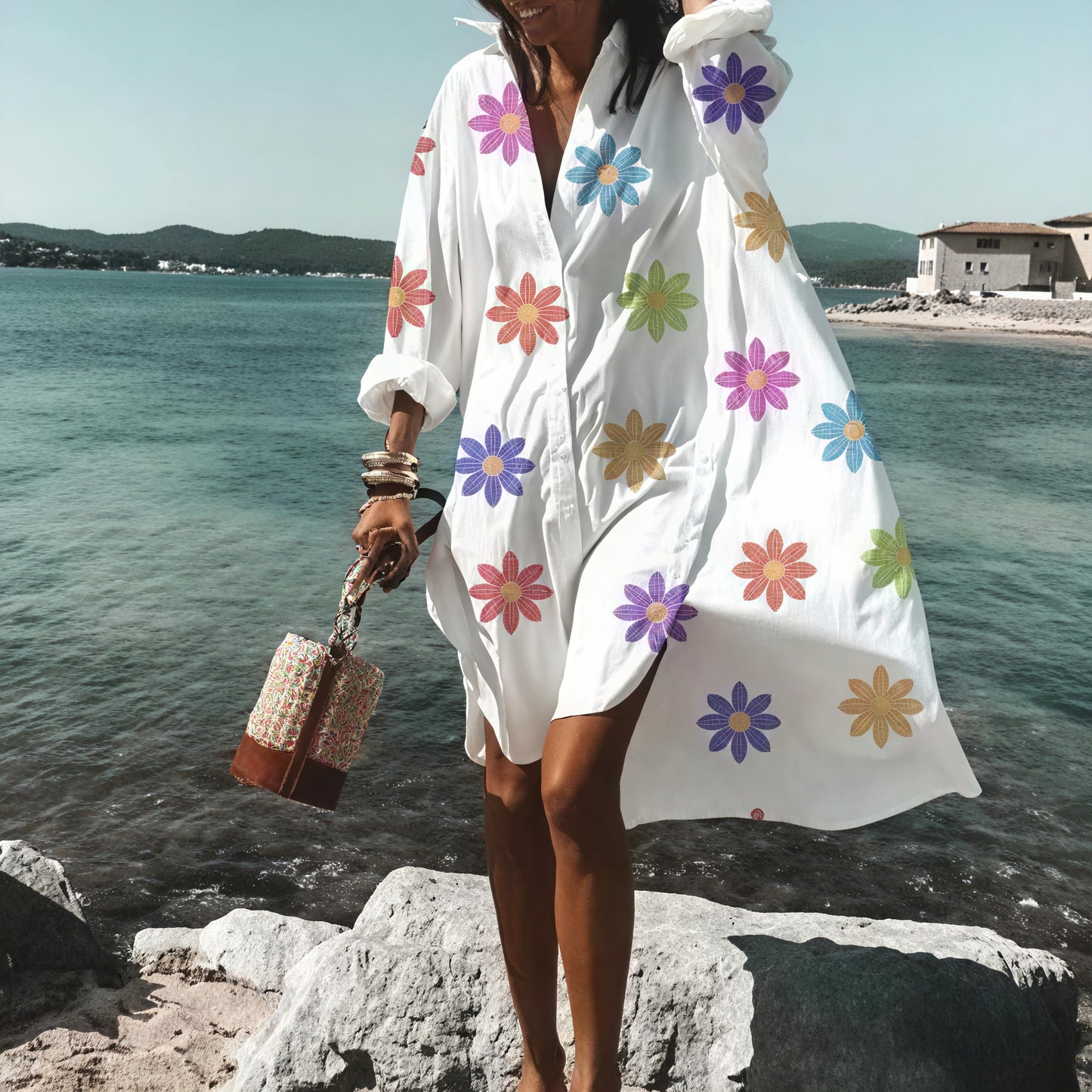 Oversized Button-Down Dress with Long Sleeves