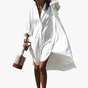 Oversized Button-Down Dress with Long Sleeves