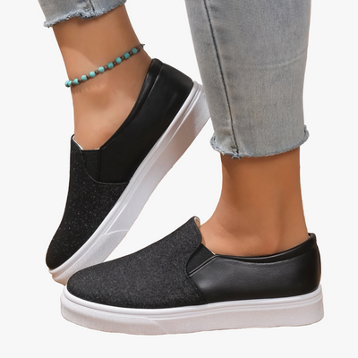 Sparkling Slip-On Flats with Elastic Sides