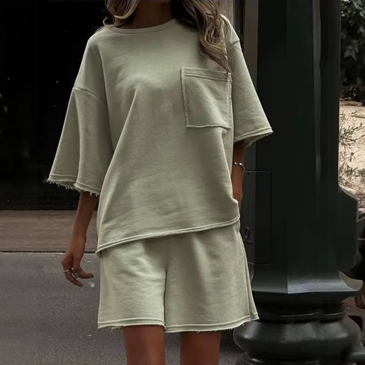 Oversized Top Relaxed Fit Chest Pocket