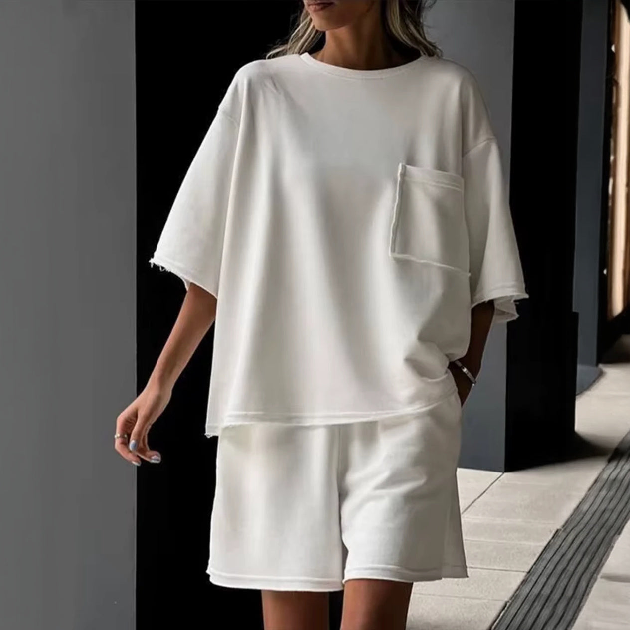 Oversized Top Relaxed Fit Chest Pocket