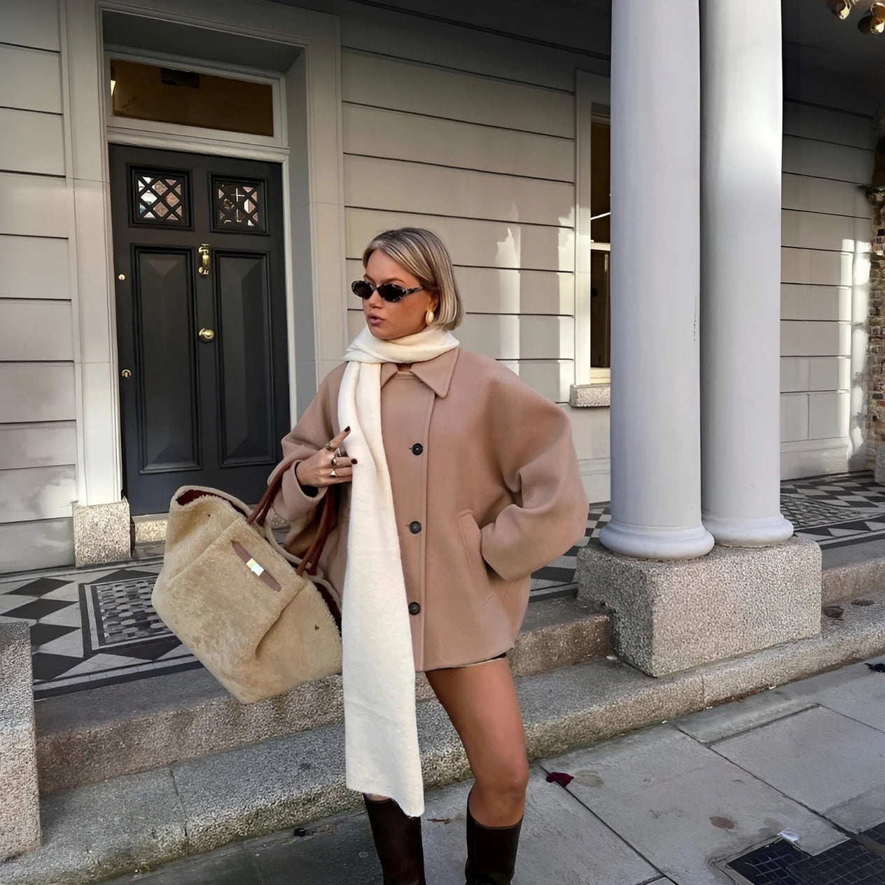 Wool Coat - Oversized Fit, Button Front