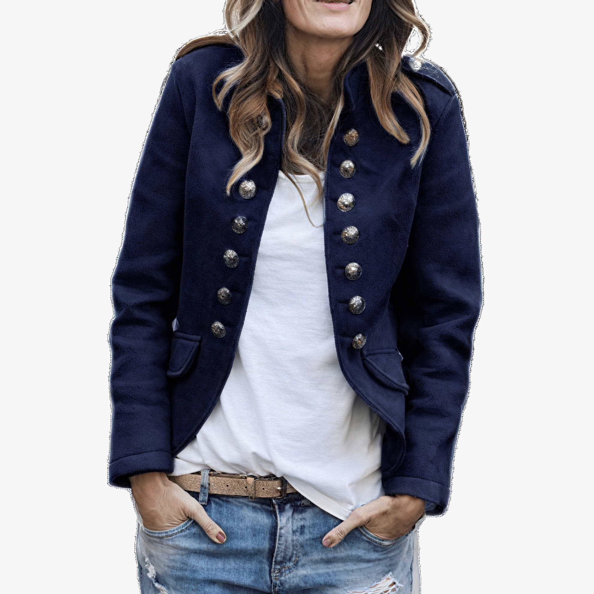 Military Blazer - Structured Collar - Button Detail