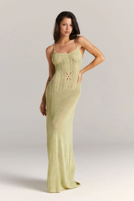 Basicfold Women's Open Knit Maxi Dress – Floral Cutout, Spaghetti Straps-83282-695a05dd-9102-4089-9bca-789983b4669e