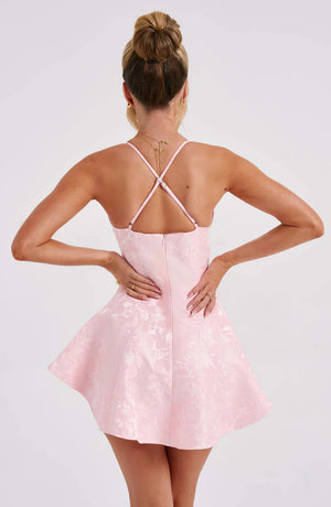 Spaghetti Strap Skater Dress - Deep V-Neck Flared