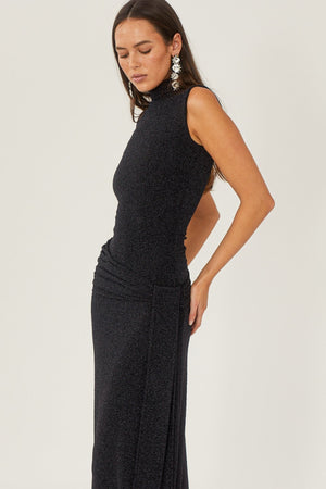 High Neck Sleeveless Maxi Dress with Belt