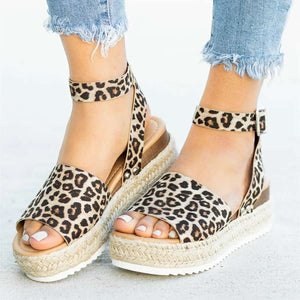 Woven Platform Ankle Strap Sandals