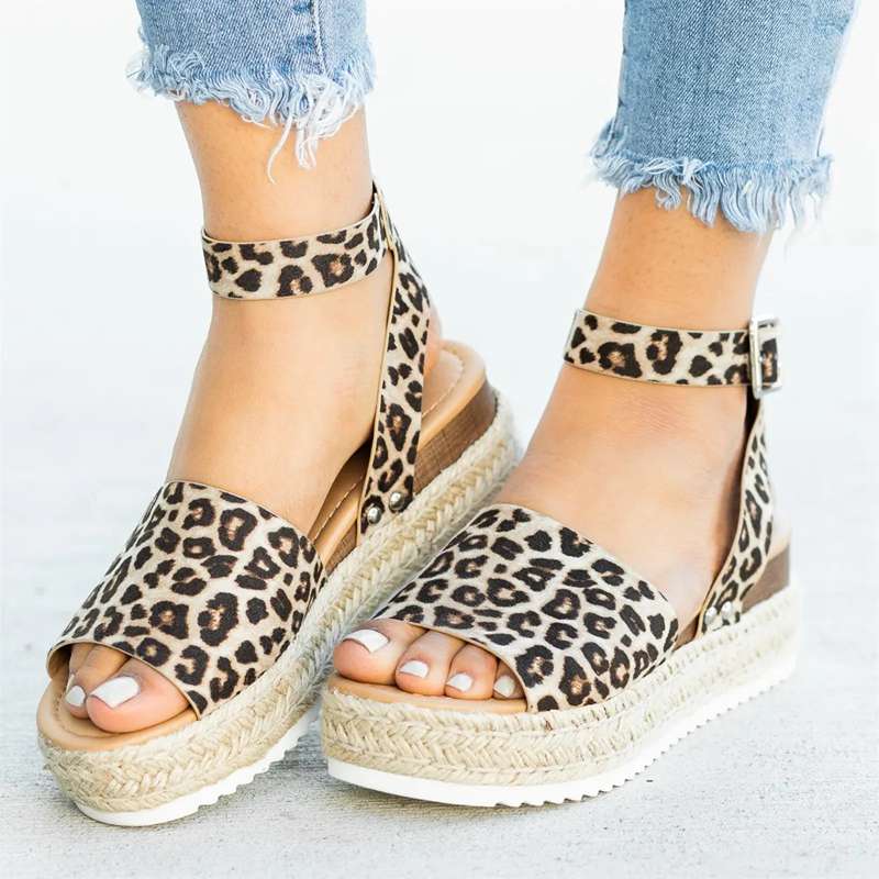 Woven Platform Ankle Strap Sandals