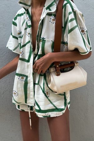 Geometric Print Loungewear Set - Two-Piece