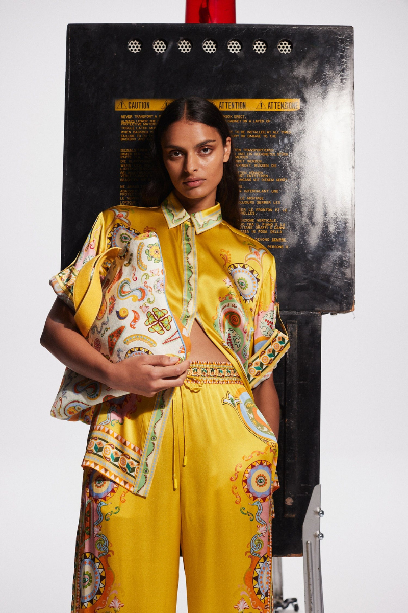 Paisley Silk Blend Two-Piece Pants Set