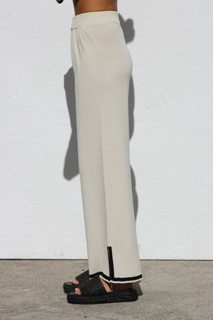 Relaxed Knit Set - Wide Leg Pants, Cream