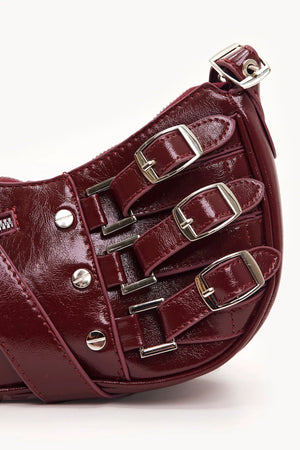Buckled Baguette Bag with Zippered Detail