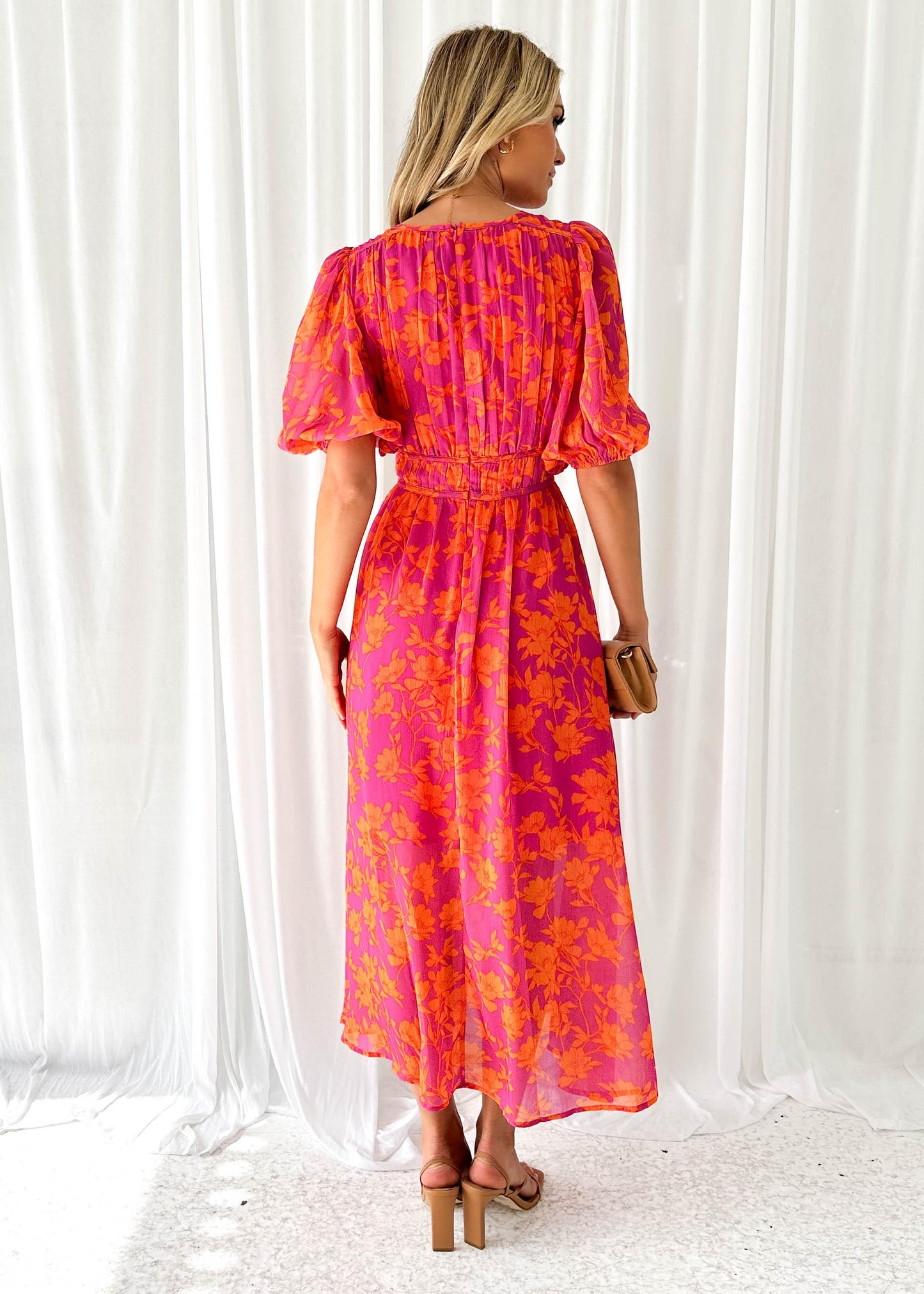 Women's Floral Maxi Dress – V-Neck Short Sleeve Flowy Silhouette-83294-71e6ff98-689b-4b47-a215-71b3d6a354cc
