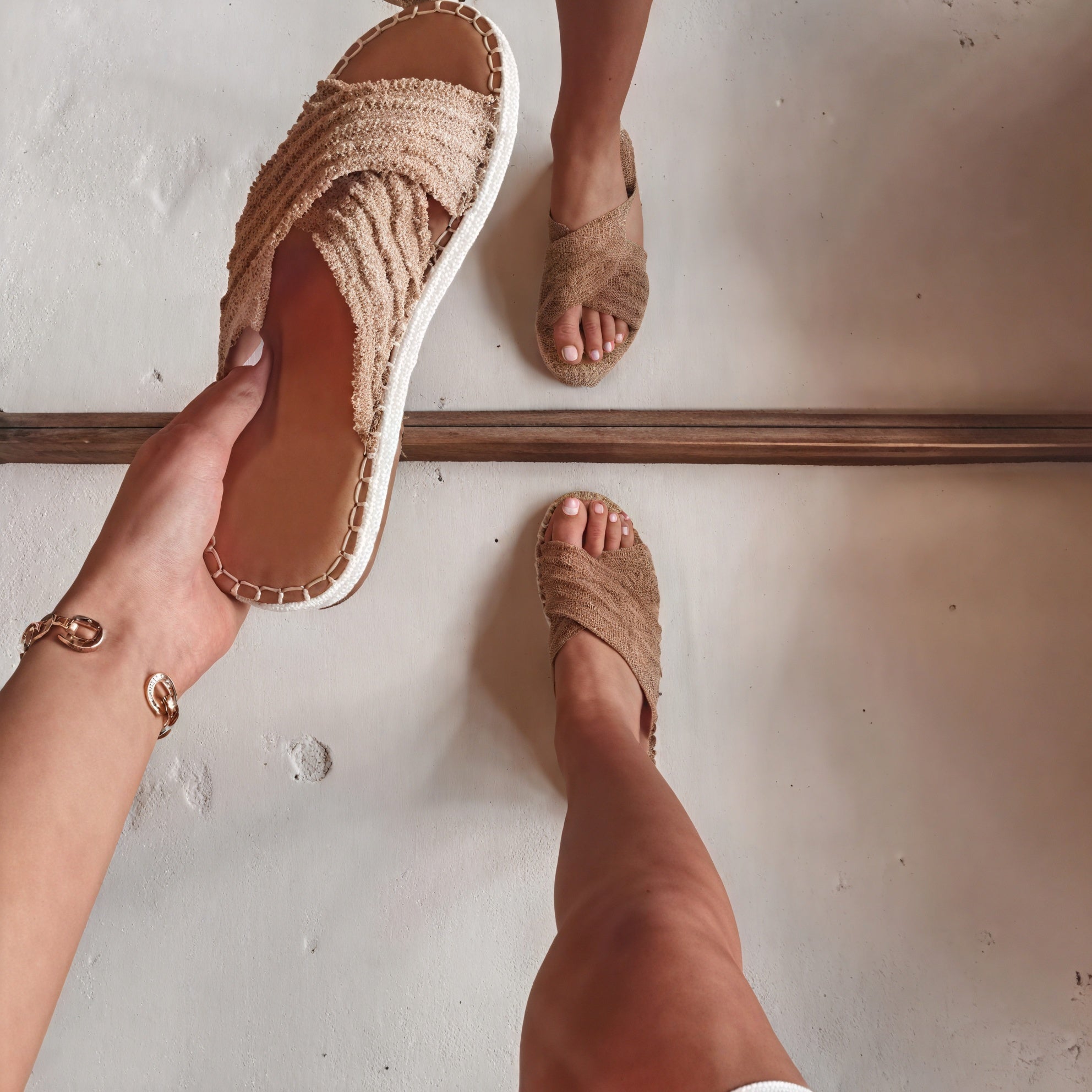 Women's Casual Sandals – Textile Cross-Strap, Rope Sole Design-72720-66979079-14dc-4d56-a8c8-e357fec73168