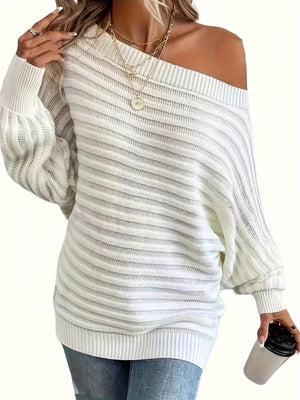 Women's Ribbed Knit Off-Shoulder Dress – Long Sleeve, Versatile Style-74368-739ca310-62d7-4e5d-b92e-ff6125bc5865
