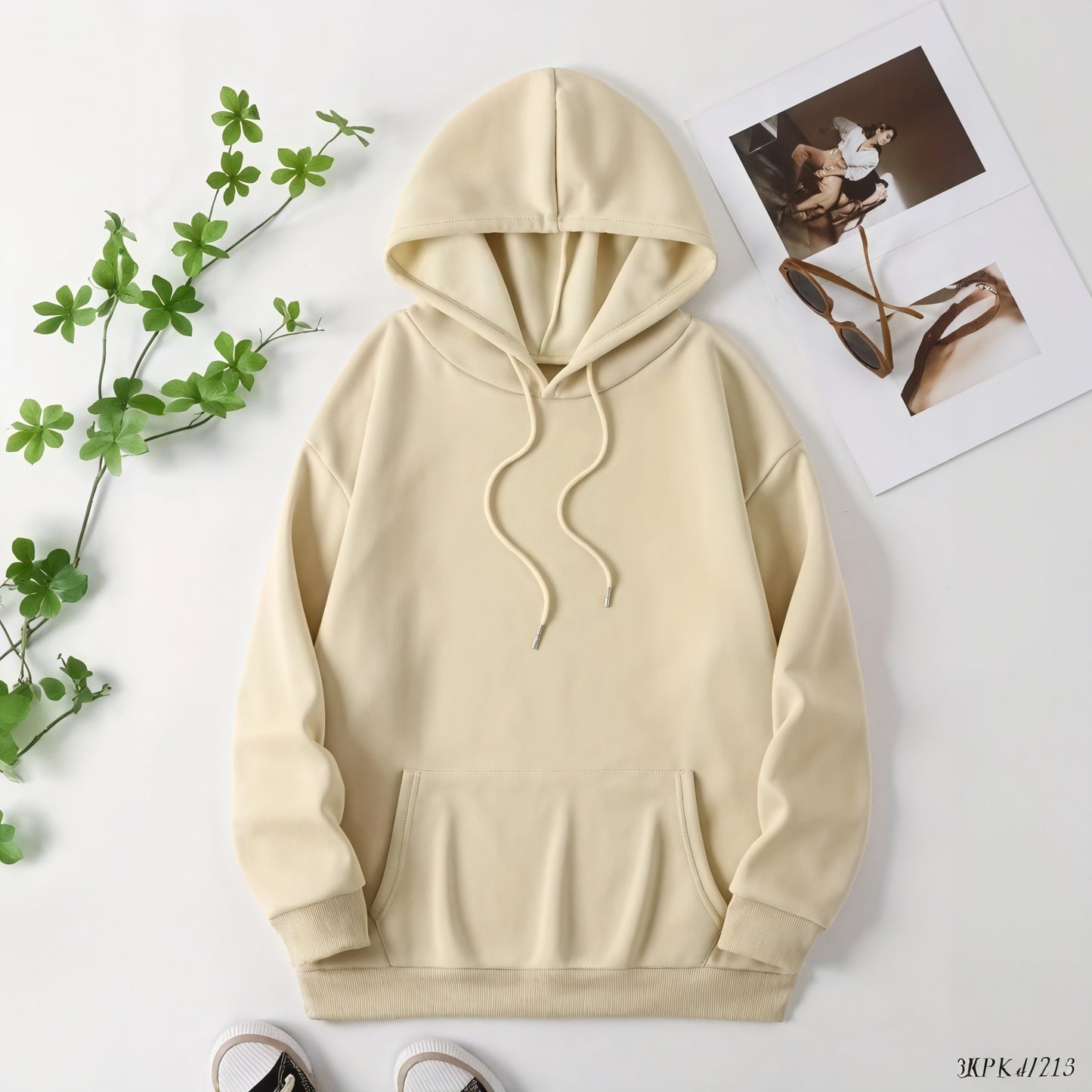 Floral Graphic Relaxed Fit Cream Hoodie