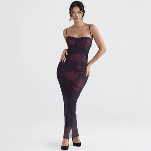 Strapless Maxi Dress - Leopard Print, Spaghetti Strap