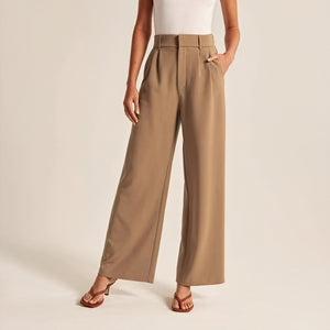 High-Waisted Wide-Leg Pants with Pleats