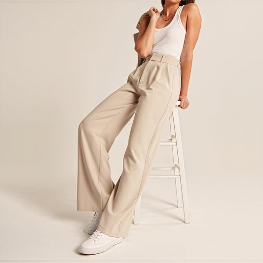 High-Waisted Wide-Leg Pants with Pleats