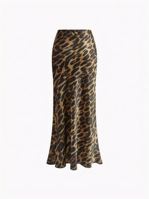 Leopard Print Maxi Skirt - High-Waisted