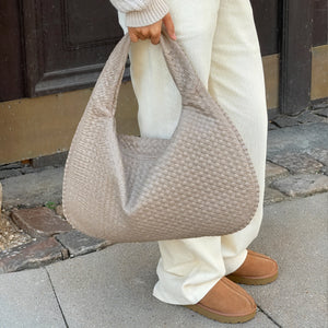 Woven Crescent Bag - Slouchy Hobo with Wide Strap