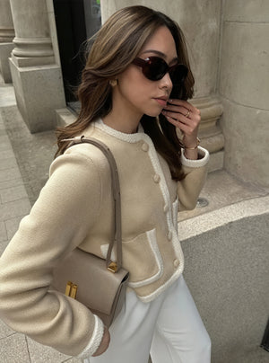Classic Knit Cardigan with Detailed Trim