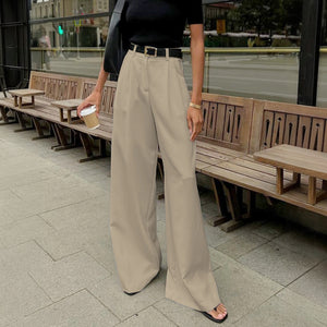 High-Waisted Wide-Leg Trousers with Belt
