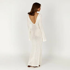 Open Weave V-Neck Maxi Dress