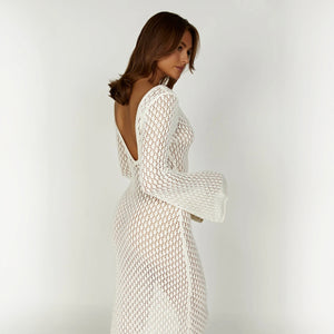 Open Weave V-Neck Maxi Dress