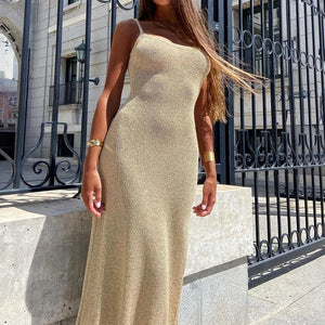 Knit Dress - Spaghetti Straps, Form-Fitting