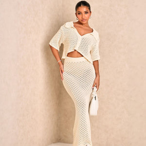 Crochet Two-Piece Outfit - High-Waisted Skirt