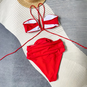 Strappy High-Waisted Swimwear Set with Detail