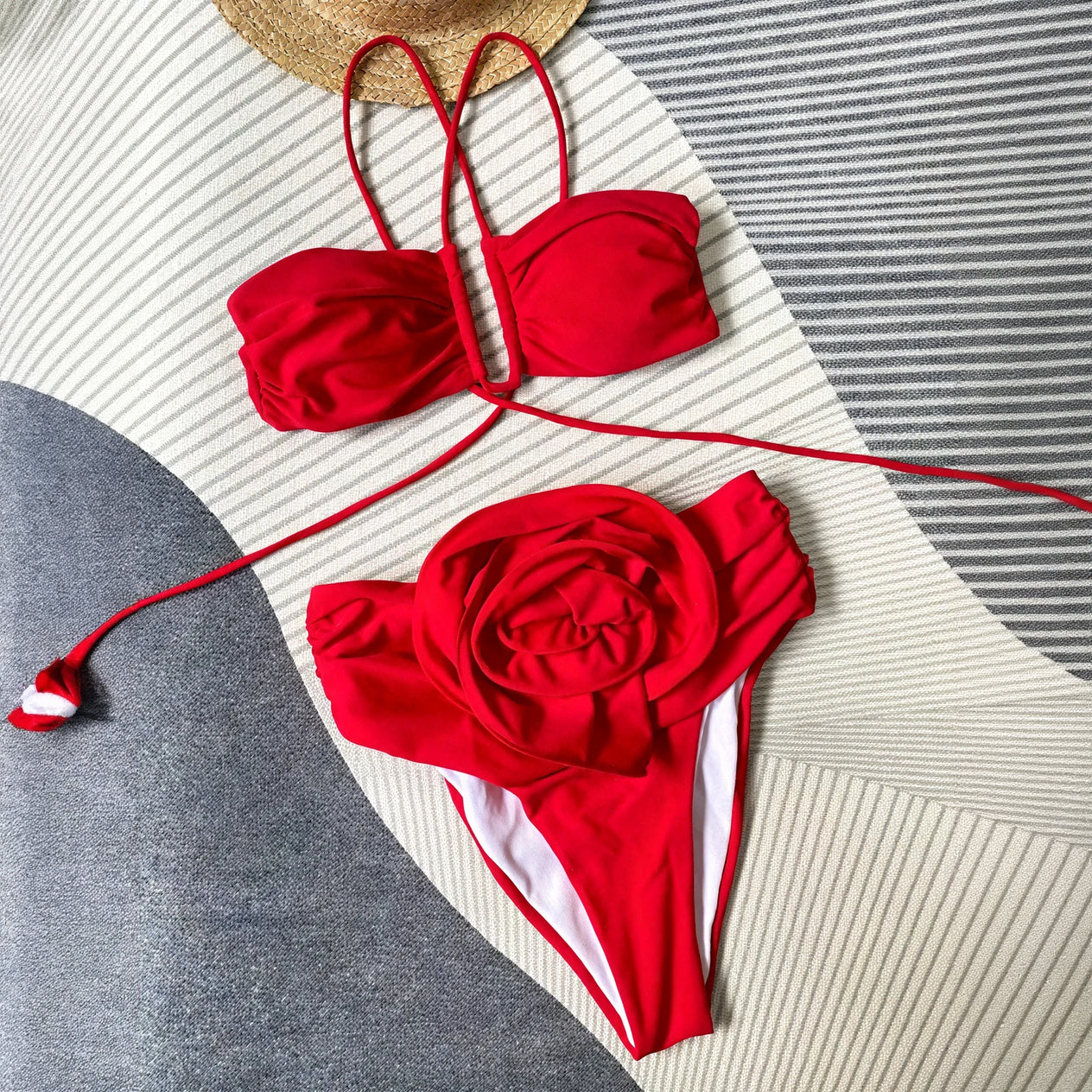 Strappy High-Waisted Swimwear Set with Detail