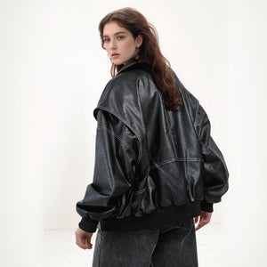 Stitch Detail Oversized Bomber Jacket
