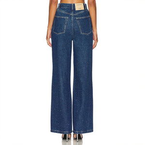 Embellished Wide-Leg Denim Jeans