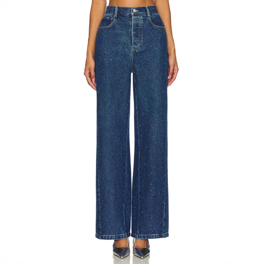 Embellished Wide-Leg Denim Jeans