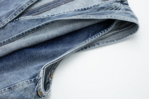 Structured Denim Vest with V-Neck Detail