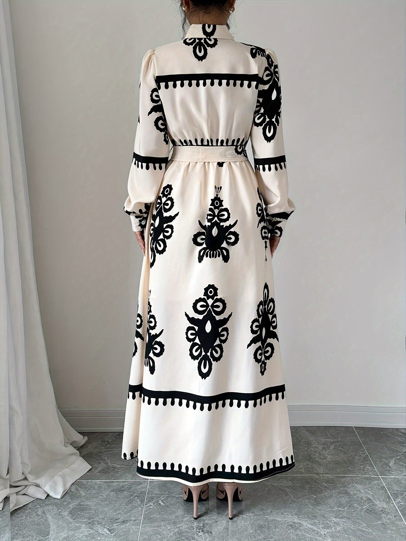 Women's Printed Long-Sleeve Dress with Tie Belt-83357-791ee83f-6e3d-4ad8-b729-e36b3c0f68cd